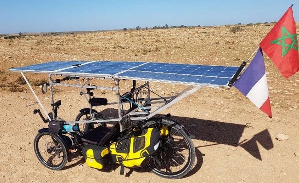 Le trike solaire de Paul, au Maroc